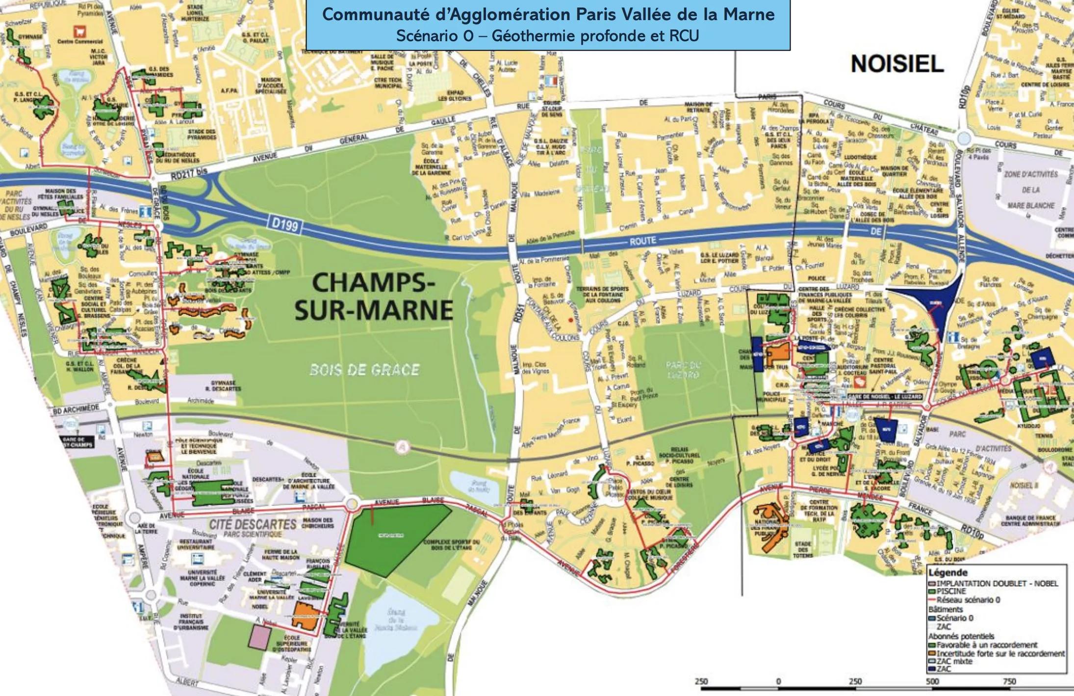 Carte de faisabilité géothermie profonde et réseau de chaleur urbain pour la CA Paris Vallée de la Marne