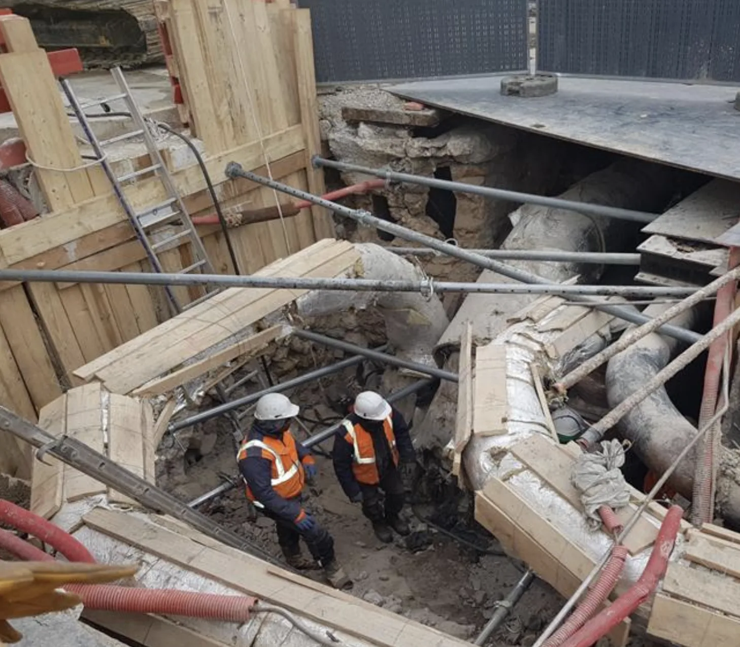 Chantier du sectionnement vapeur DN700, vue d'ensemble