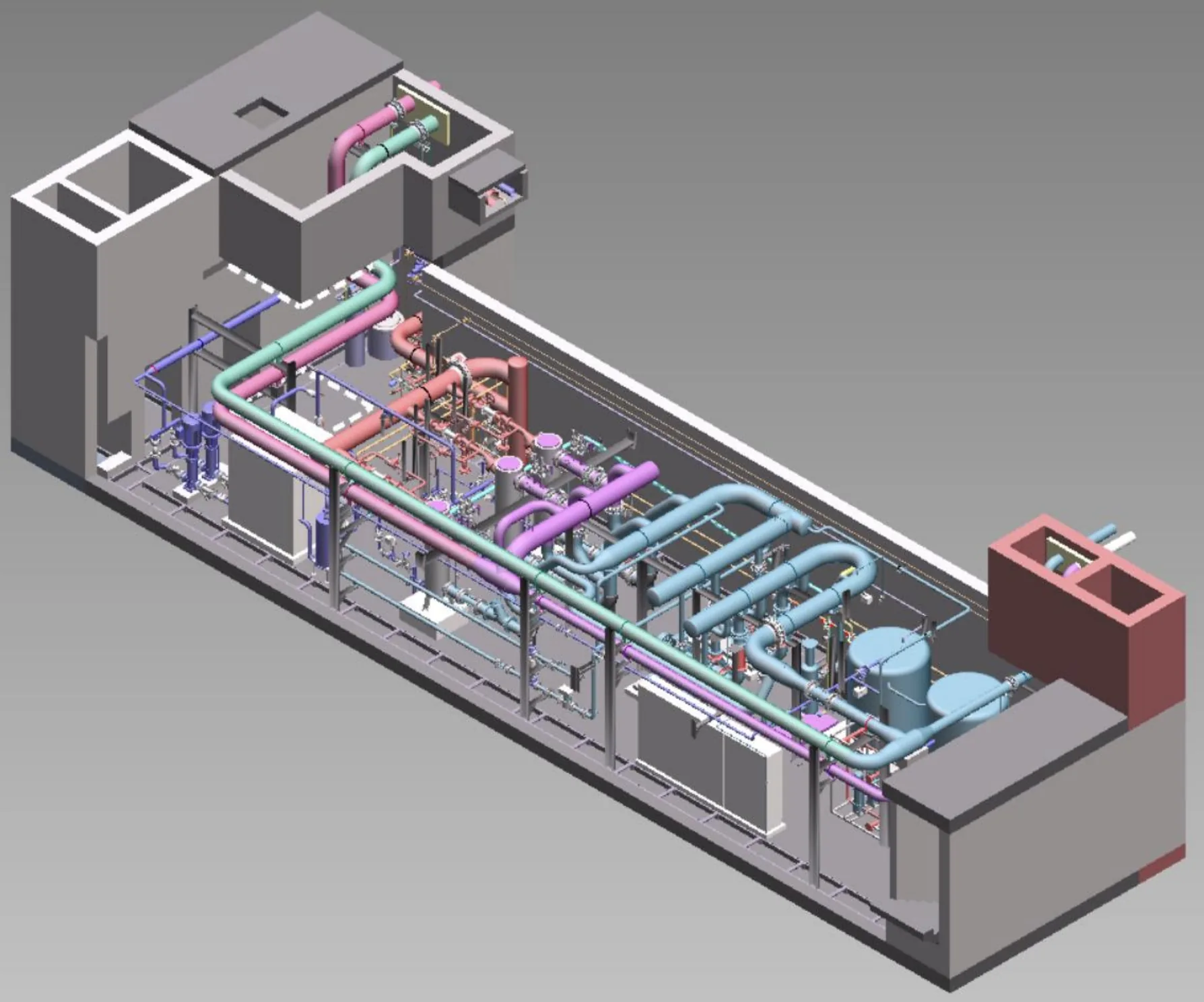 Station d'échange vapeur eau chaude en modélisation 3D